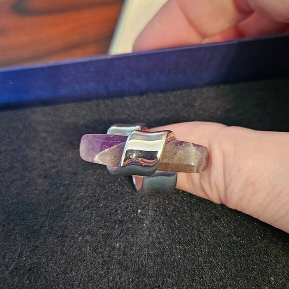 Robert Lee Morris  amethyst and silver ring - Picture 2 of 4